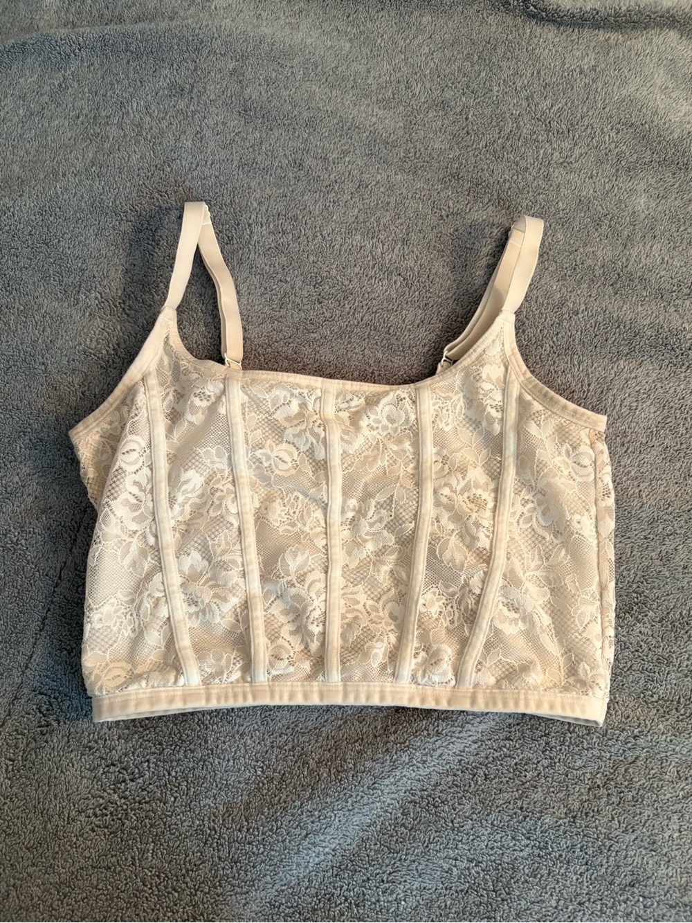 Colsie White Lace M Bralette No Padding No Underwire Floral Adjustable Straps